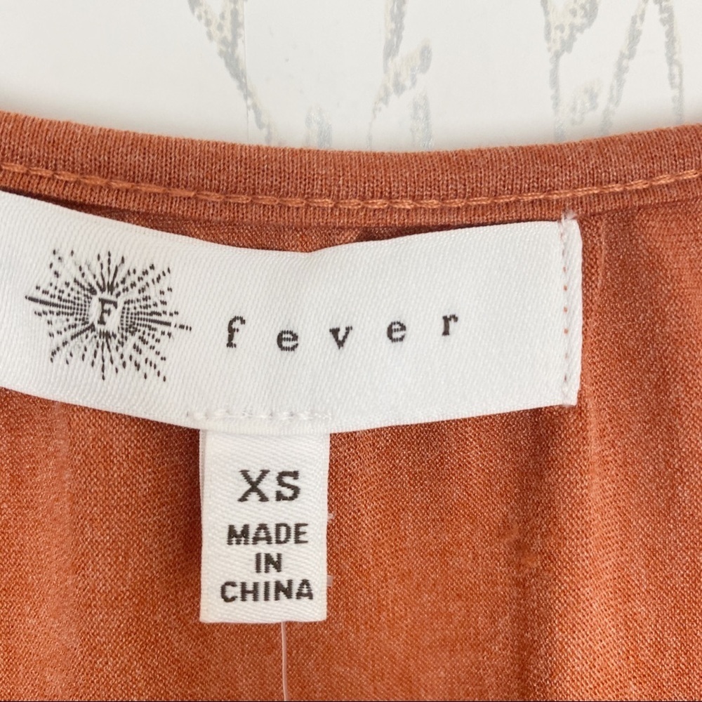 FEVER Short Sleeve BOHO Embroidered Top Rust NWT - Picture 4 of 7